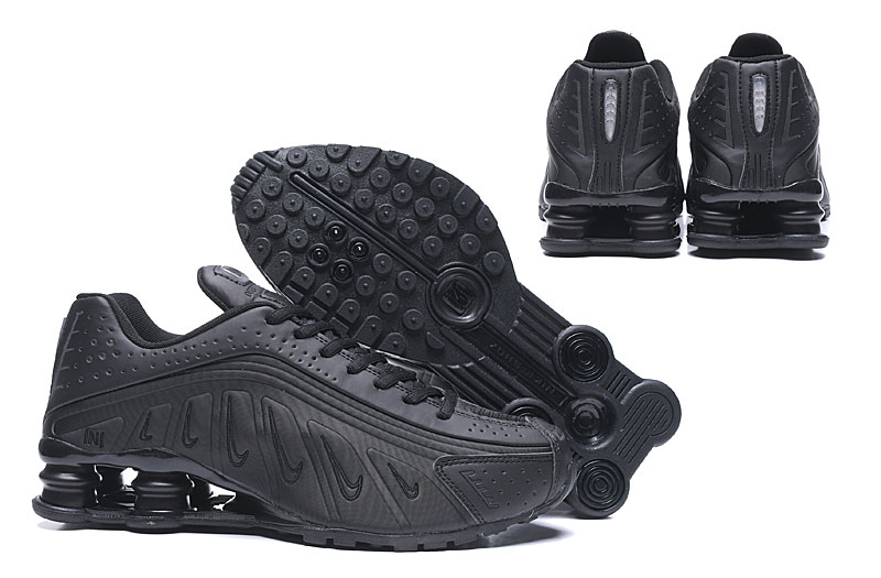 2019 Nike Shox R4 Small Swoosh All Black Shoes